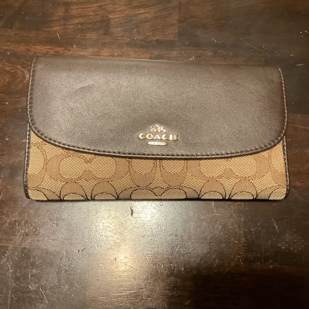 Coach Signature Brown and Tan Wallet​​